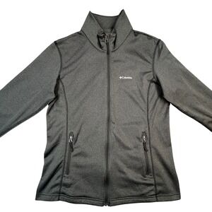 Columbia Park View Grid Full Zip Fleece Jacket Womens XL Dark Gray Gorpcore